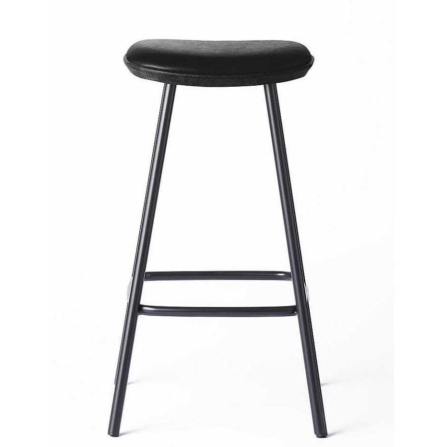 Brdr. Krüger Stools | Pauline Bar Stool H65 | Metal Legs-Black Lacquered Oak -Black Leather