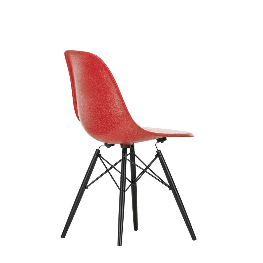 Vitra Chairs | Eames Plastic Chairs Dsw | Black Maple Base - Poppy Red