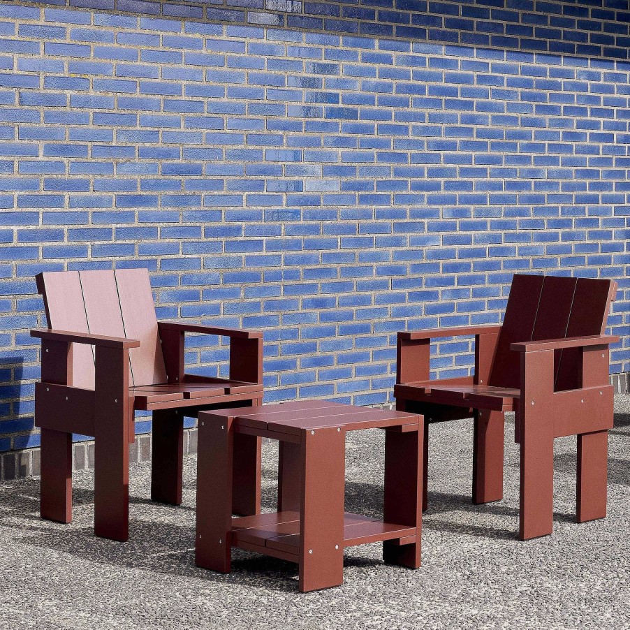 HAY Outdoor Tables | Crate Side Table | Outdoor Table | Iron Red