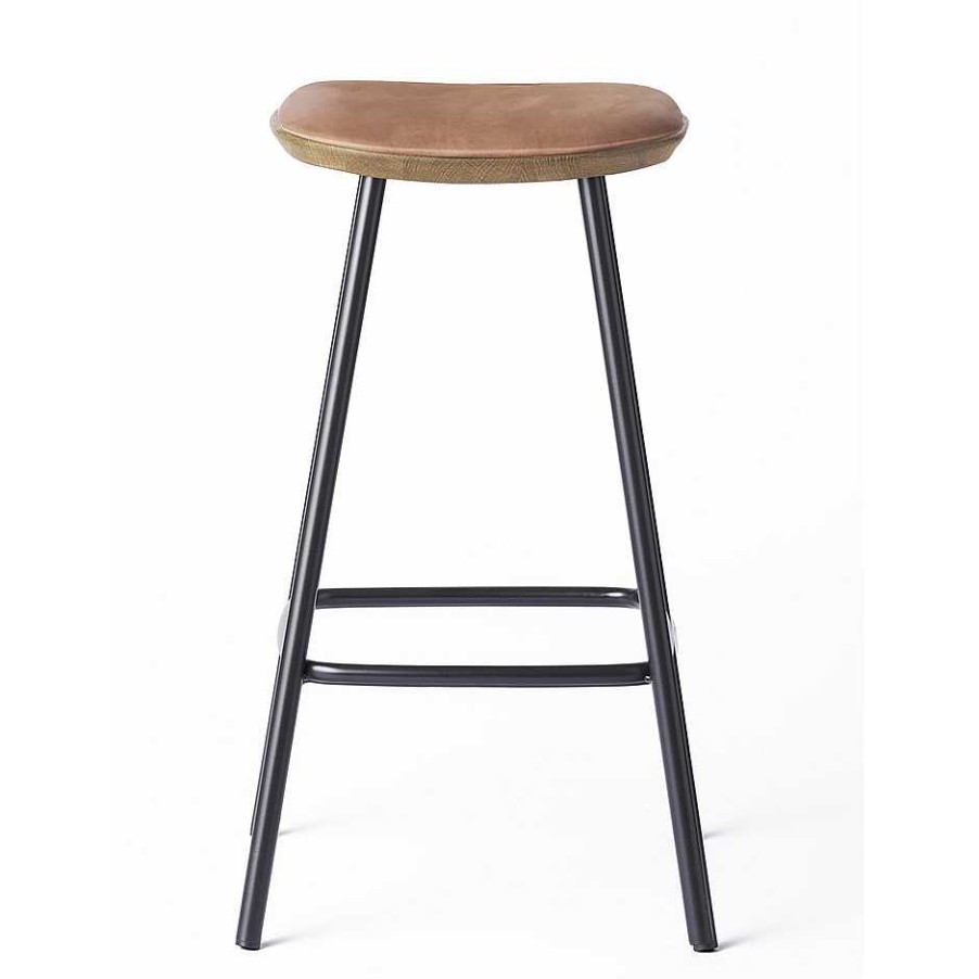 Brdr. Krüger Stools | Pauline Bar Stool H65 | Metal Legs-Oak-Cognac Leather