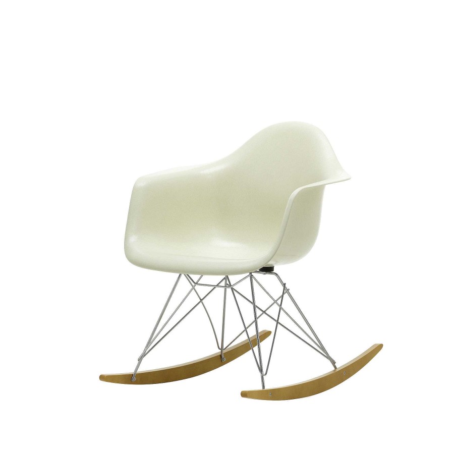 Vitra Chairs | Eames Plastic Armchair Rar | Rocking Chair | White - Chrome - Golden Maple