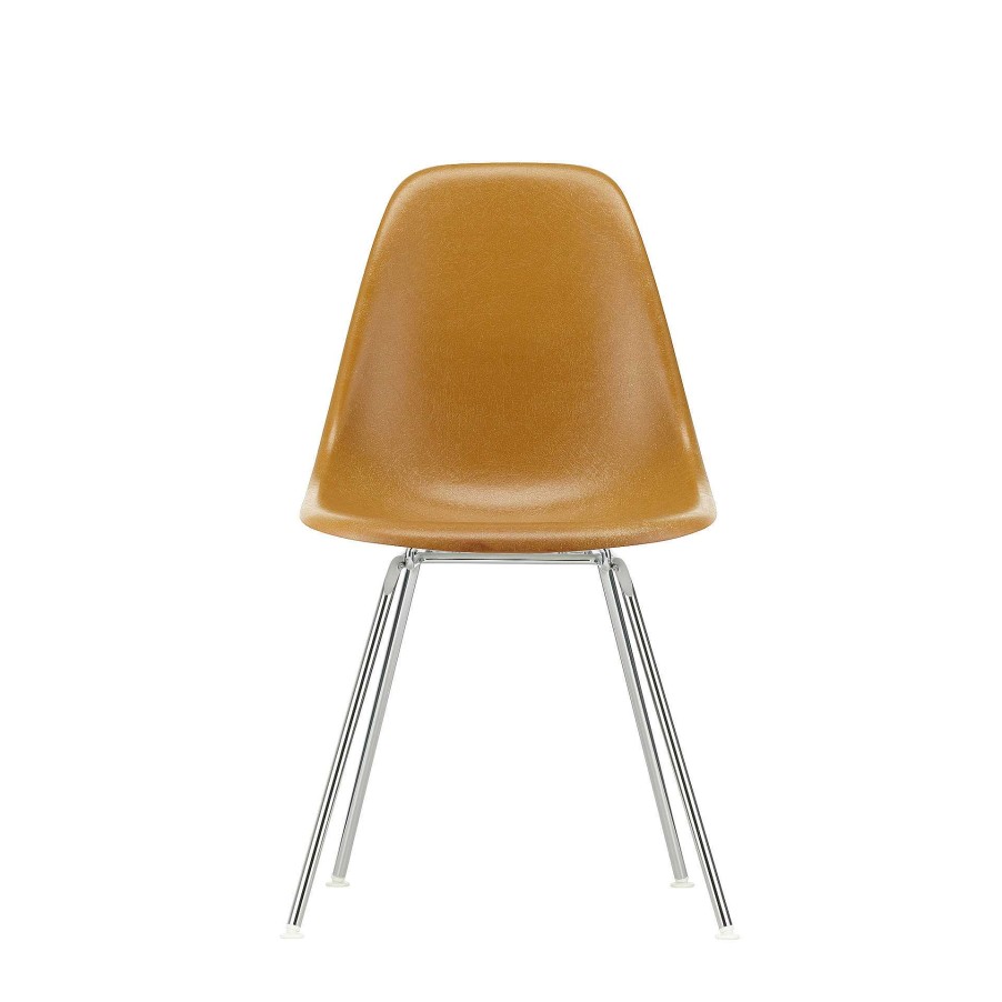 Vitra Chairs | Eames Fiberglass Side Chair Dsx | Chair | Dark Ochre Chromed