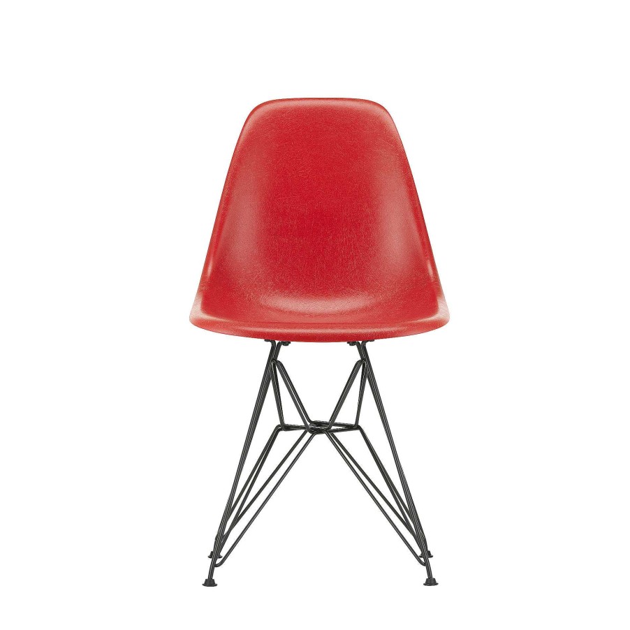 Vitra Chairs | Eames Plastic Chairs Dsr | Base Dark Powder-Coated - Poppy Red