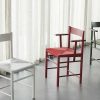 Brdr. Krüger Chairs | F Dining Chair With Armrest | Red Lacquered Ash - Red Webbing Seat