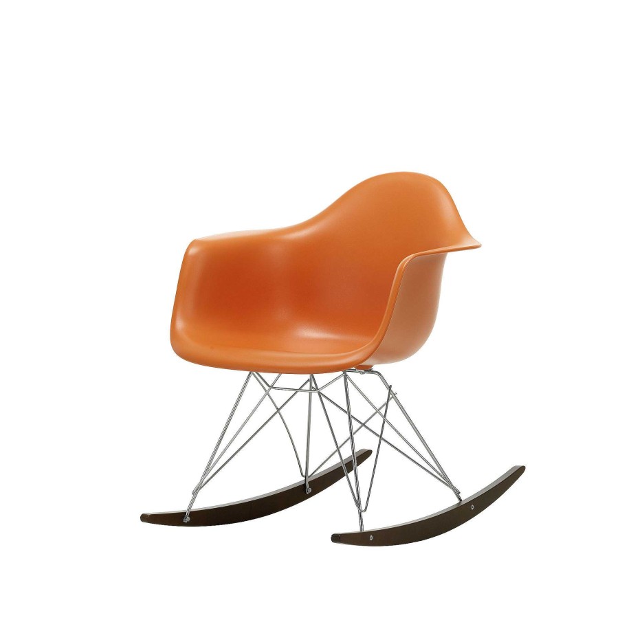 Vitra Chairs | Eames Plastic Armchair Rar | Rocking Chair |Rusty Orange - Chrome - Dark Maple