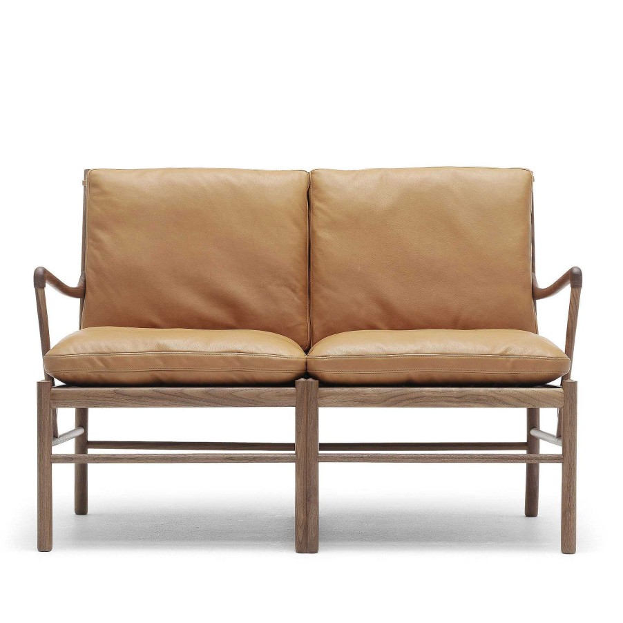 Carl Hansen & Søn 2 Seater Sofas | Ow149-2 Colonial | Sofa | Walnut - Cognac Leather