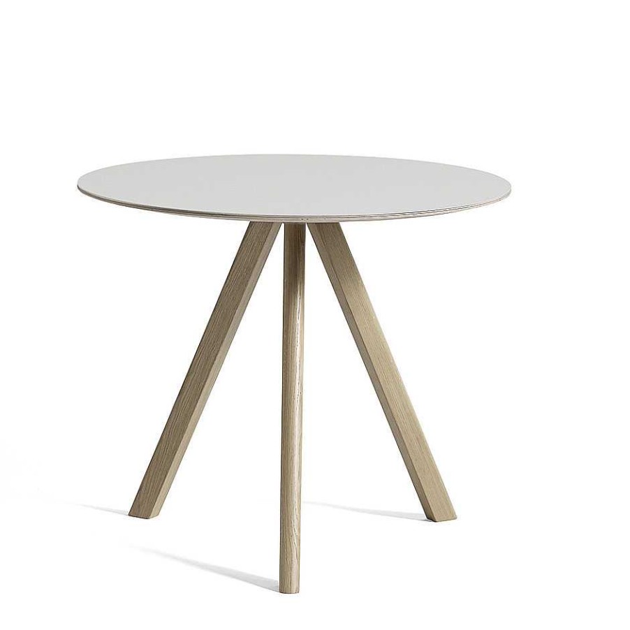 HAY Dining Tables | Cph 20 Round Table | Solid Oak/Off White Linoleum