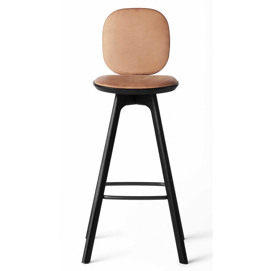 Brdr. Krüger Stools | Pauline Comfort Bar Stool H65 | Black Lacquered Oak-Cognac Leather