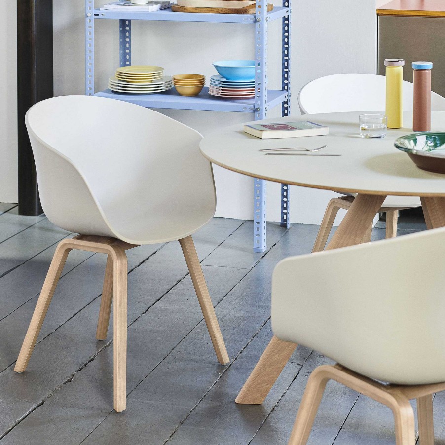 HAY Dining Tables | Cph 20 Round Table | Soaped Oak/White Laminate