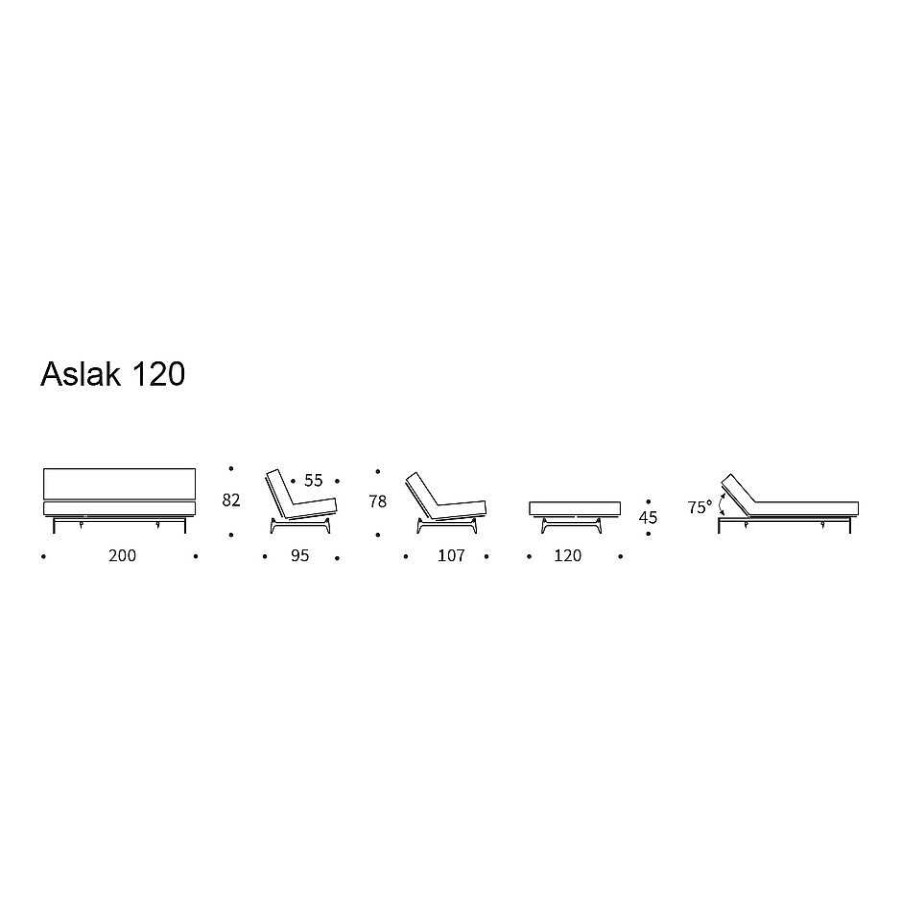 Innovation Living Sofa Beds | Aslak Sofa Bed | 525 | Soft Spring Mattress/Sharp Plus | 120-200 Cm