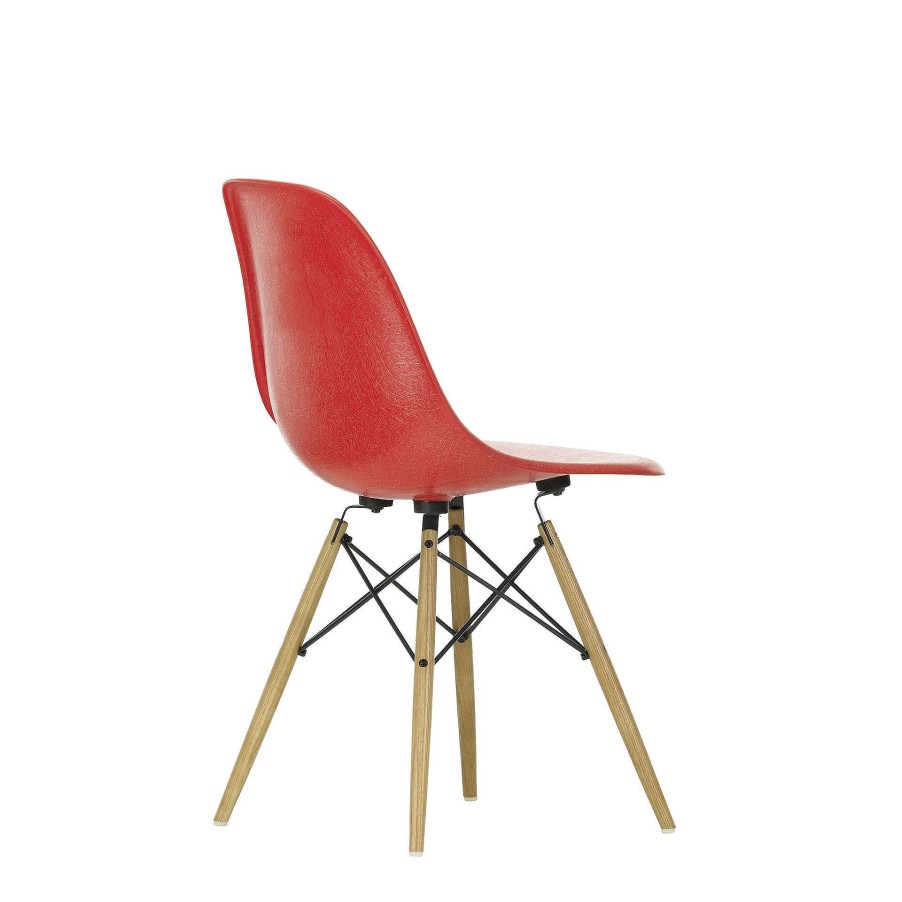 Vitra Chairs | Eames Plastic Chairs Dsw | Ash Honey Tone Base - Poppy Red