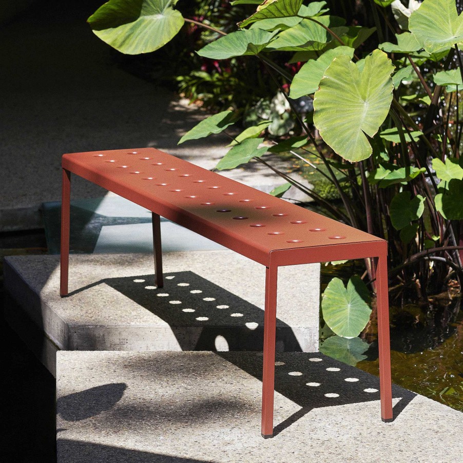 HAY Outdoor Chairs | Balcony Bench | Outdoor Bench | Iron Red