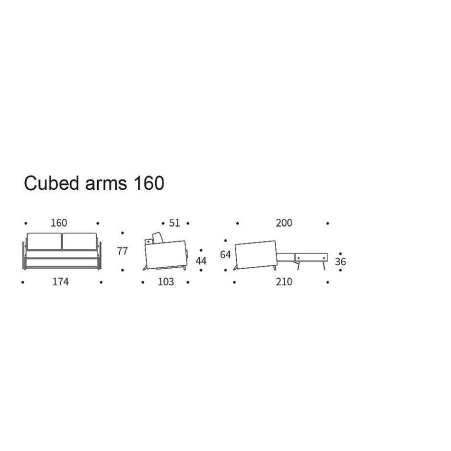 Innovation Living Sofa Beds | Cubed 02 Sofa Bed | 528 - Armrests | 160-200 Cm