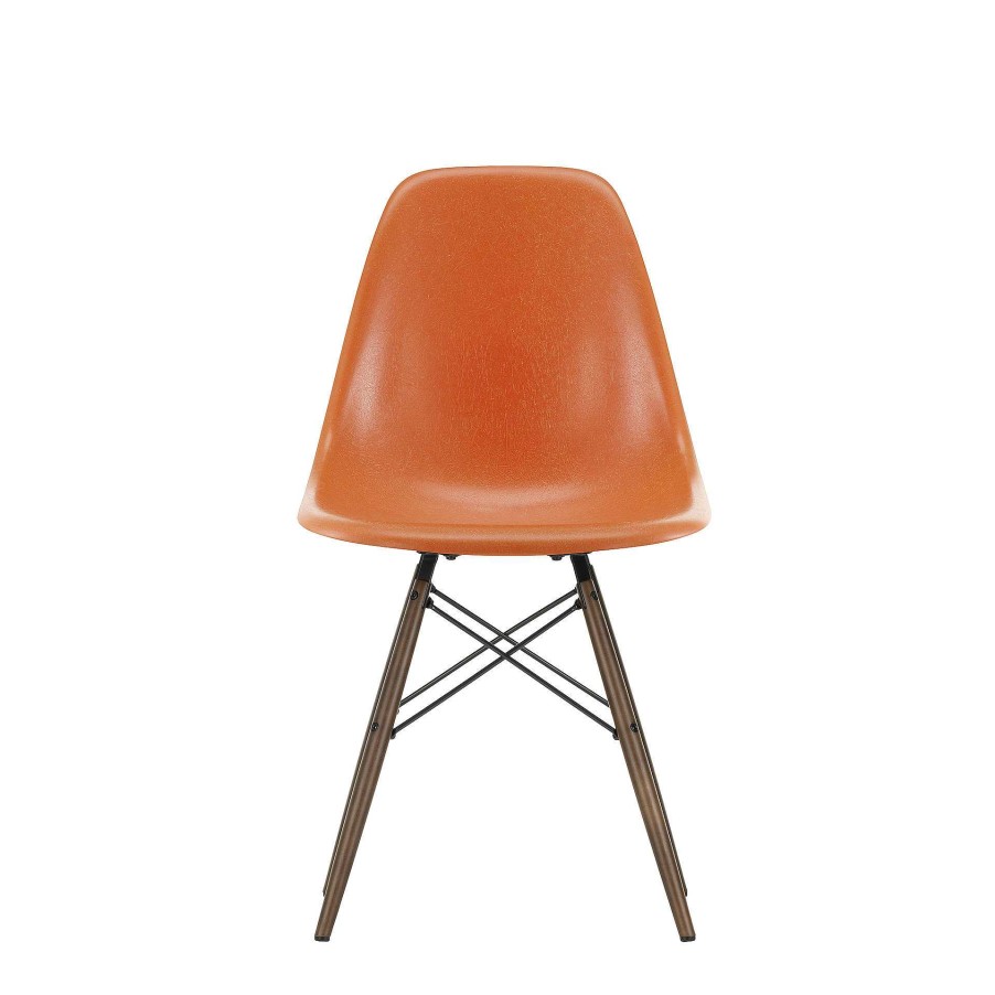 Vitra Chairs | Eames Plastic Chairs Dsw | Dark Maple Base - Rusty Orange