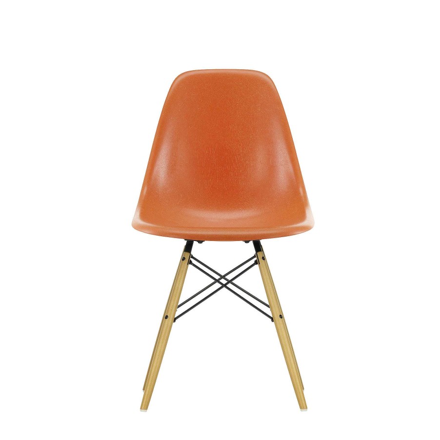 Vitra Chairs | Eames Plastic Chairs Dsw | Rusty Orange - Golden Maple