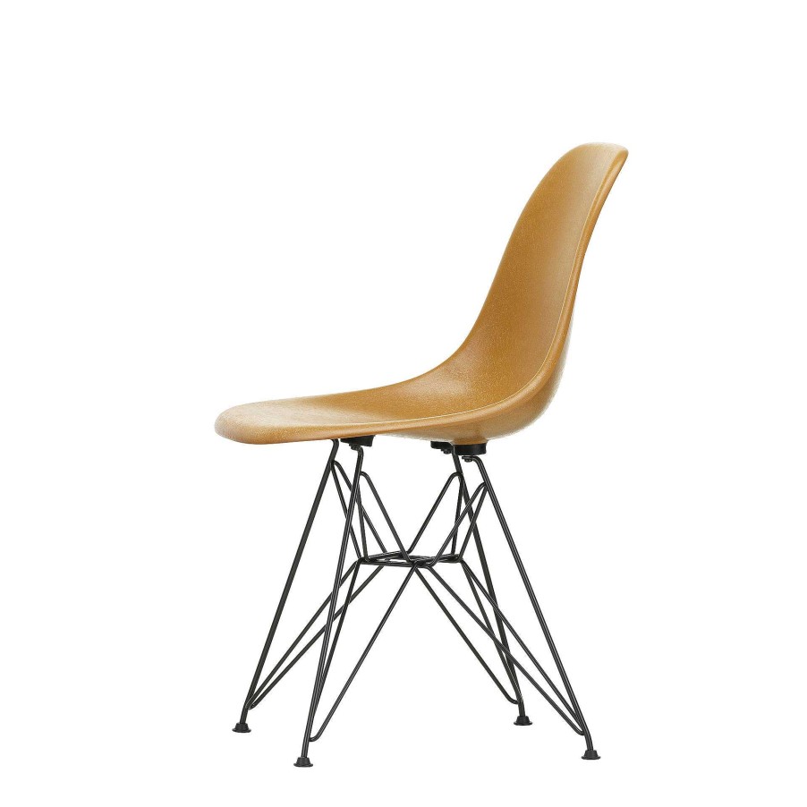 Vitra Chairs | Eames Fiberglass Side Chair Dsr | Eames Ochre Dark - Black