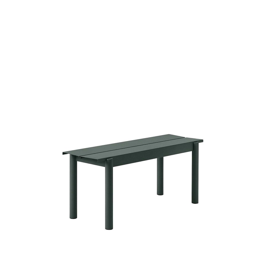 Muuto Outdoor Chairs | Linear Steel Bench | Outdoor Bench | Dark Green