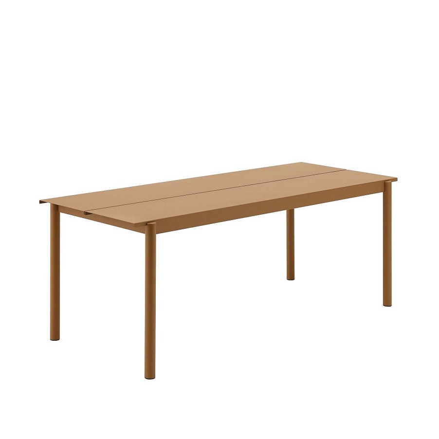 Muuto Outdoor Tables | Linear Steel Bench | Outdoor Table | Burnt Orange