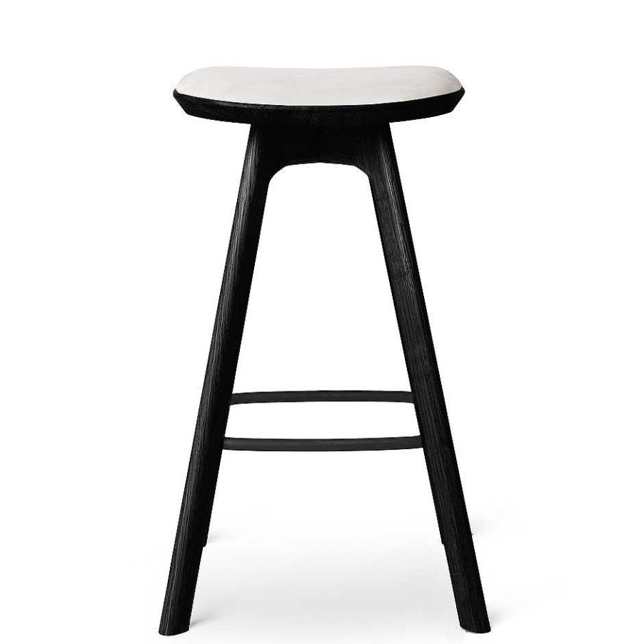 Brdr. Krüger Stools | Pauline Bar Stool H65 | Black Lacquered Oak-Grey Leather