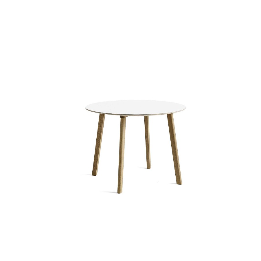 HAY Dining Tables | Cph Deux 220 Round Table | Solid Oak - White Laminate