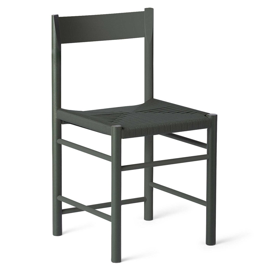 Brdr. Krüger Chairs | F Dining Chair | Green Lacquered Ash - Green Webbing Seat