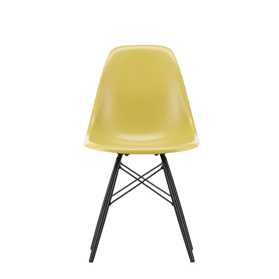 Vitra Chairs | Eames Fiberglass Side Chair Dsw | Eames Ochre Light - Black Maple