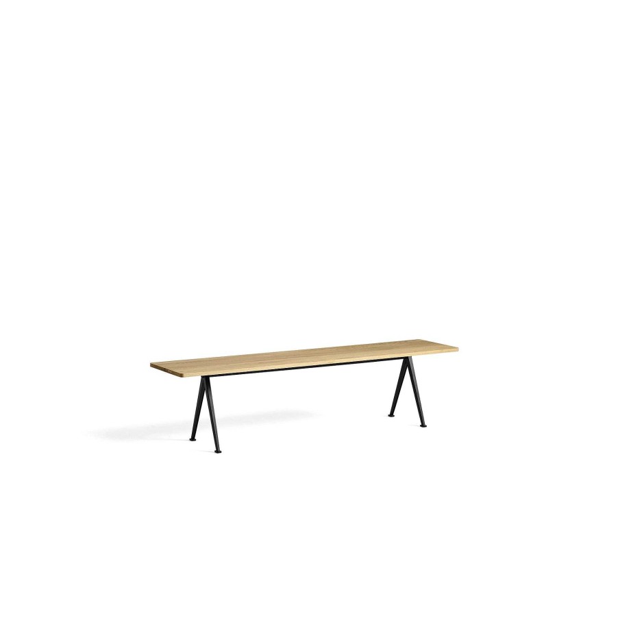 HAY Benches | Pyramid Bench 12 | Bench 190 - Black Structure - Clear Lacquered Solid Oak