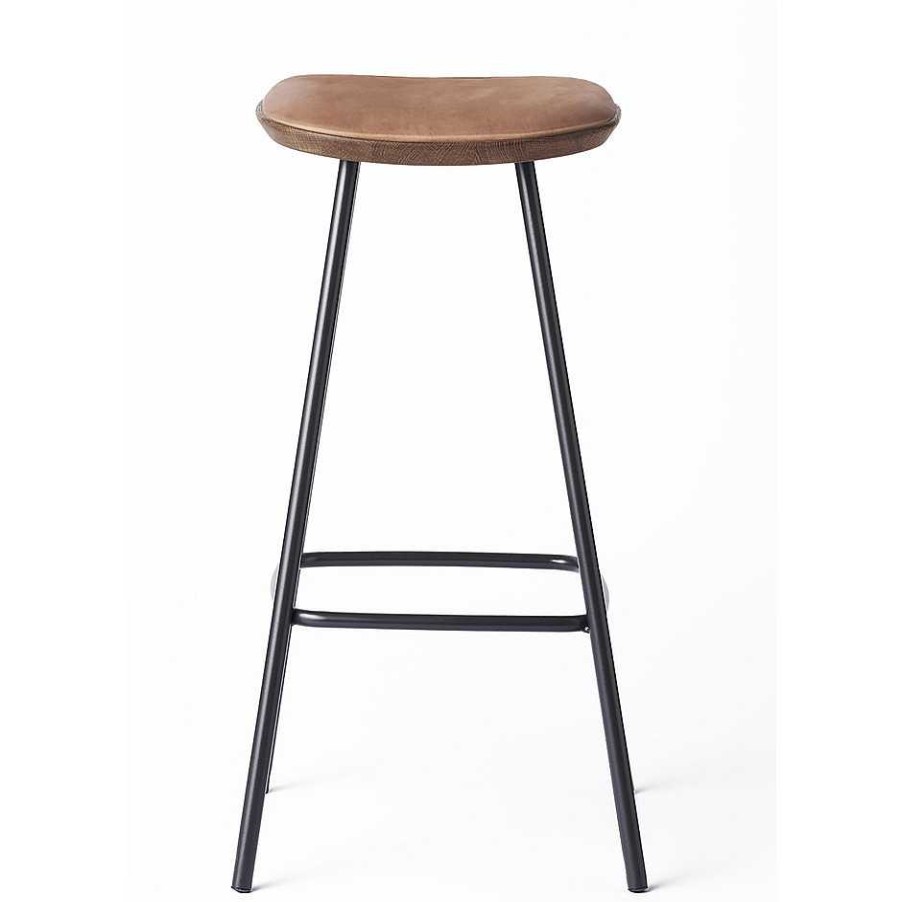 Brdr. Krüger Stools | Pauline Bar Stool H75 | Metal Legs-Fumed Oiled Oak-Cognac Leather