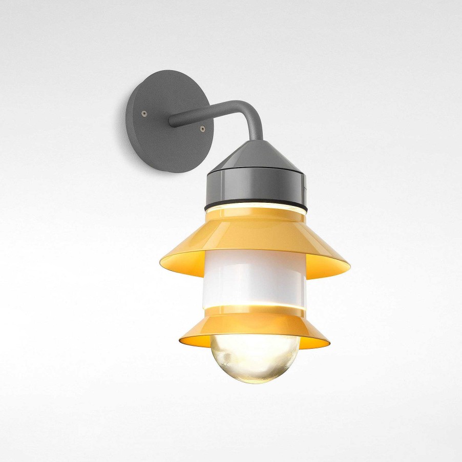 Marset Outdoor Wall Lamps | Santorini A Fixed Stem | Outdoor Wall Lamp | Mustard